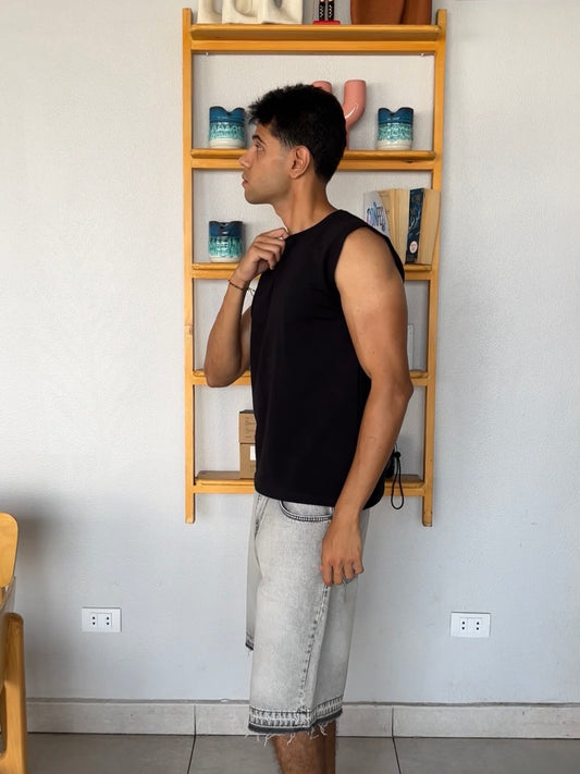 Black Cut-Off Tank