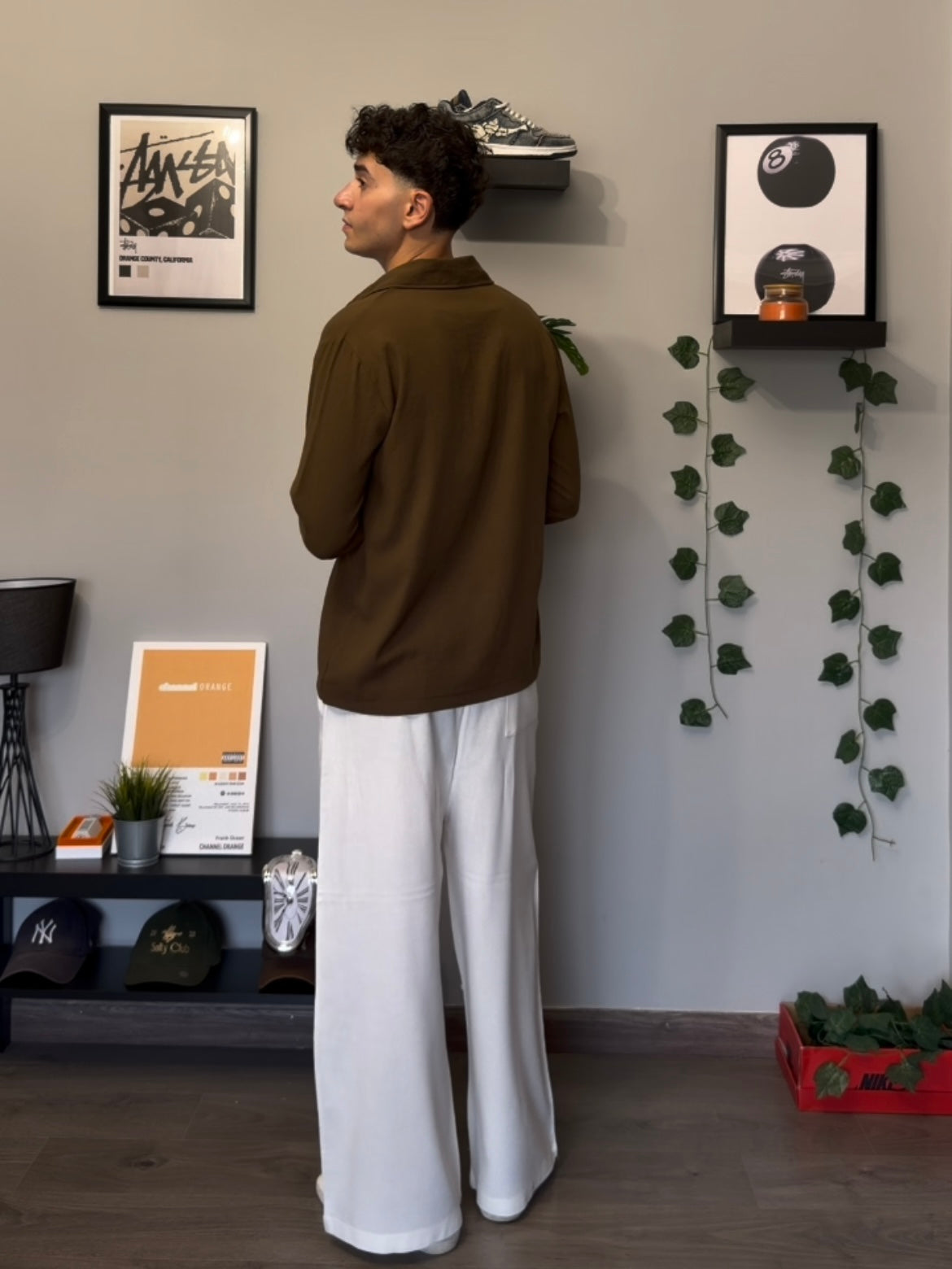 Brown LINEN POLO SHIRT