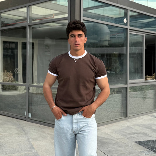Core Brown-White T-Shirt