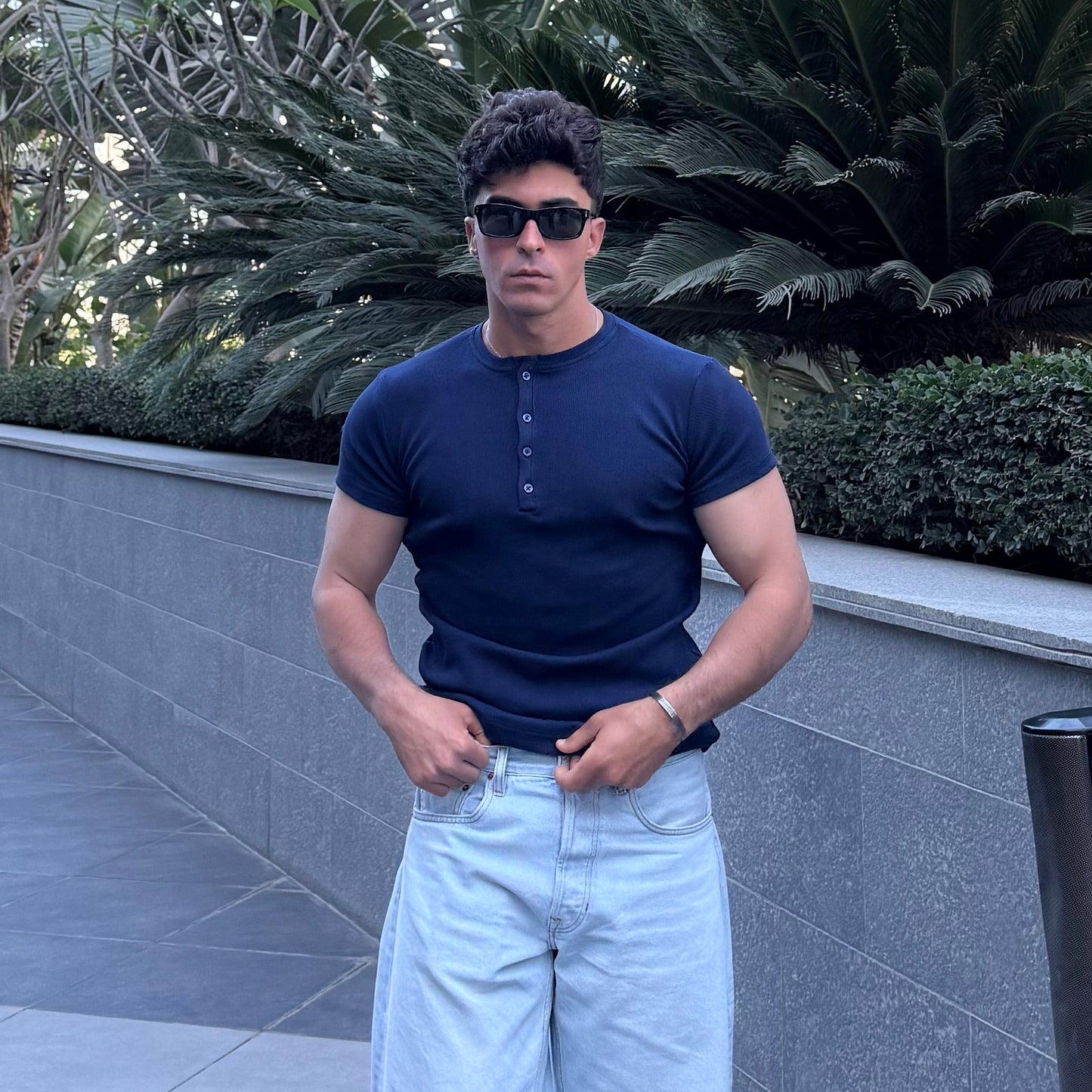 Navie Short Sleeve Henley Shirt