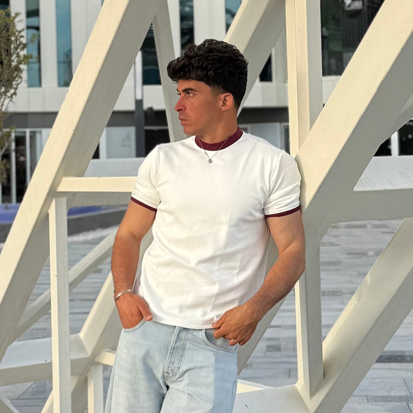 Core White-Burgundy T-shirt