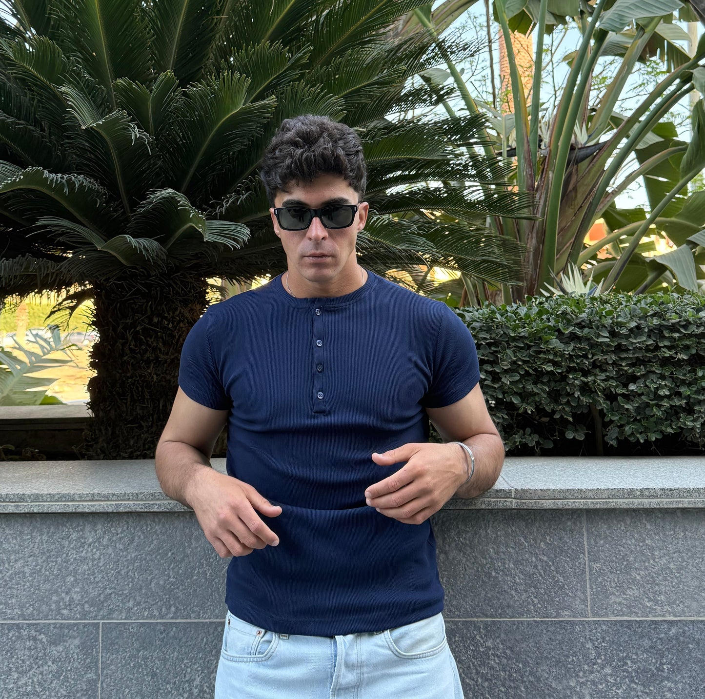 Navie Short Sleeve Henley Shirt