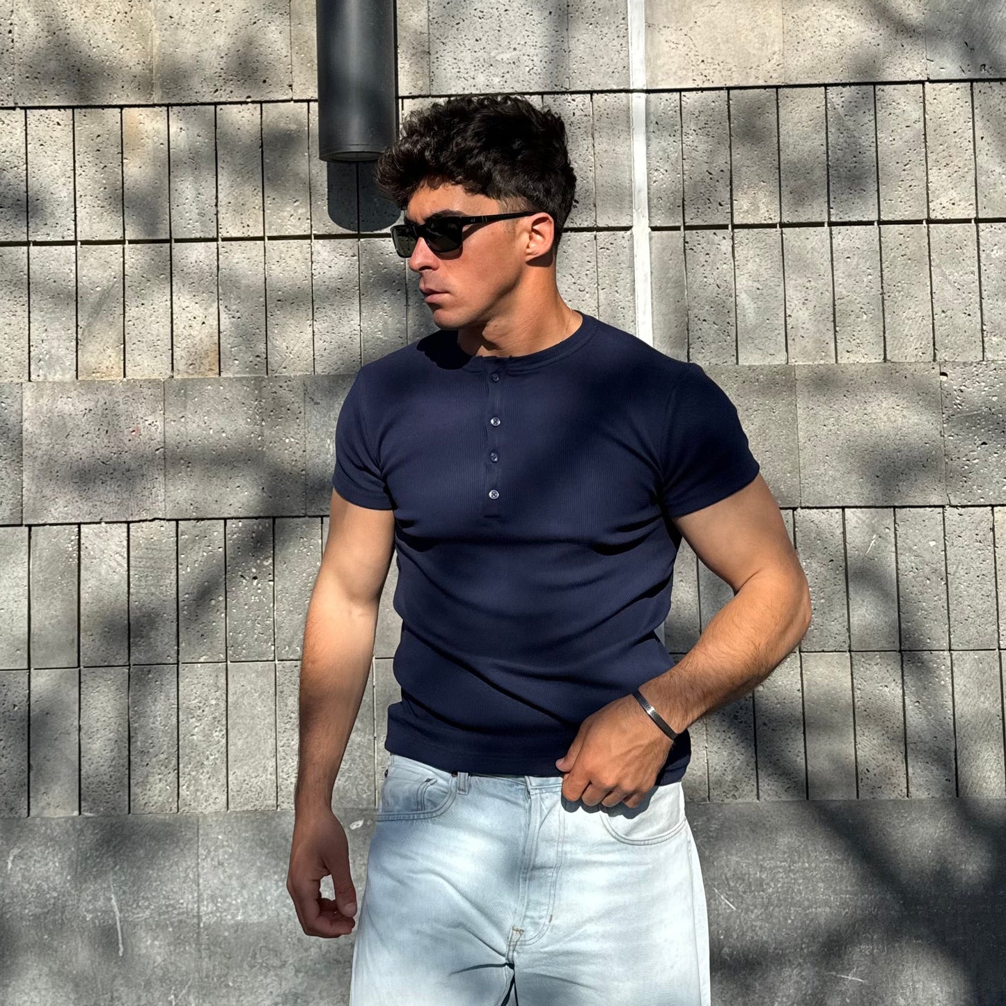 Navie Short Sleeve Henley Shirt