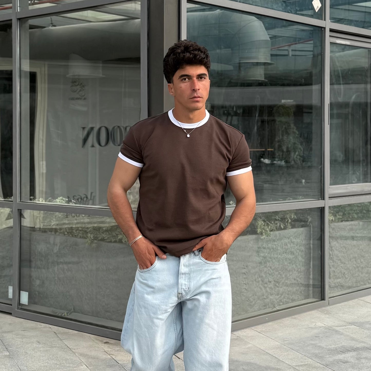 Core Brown-White T-Shirt