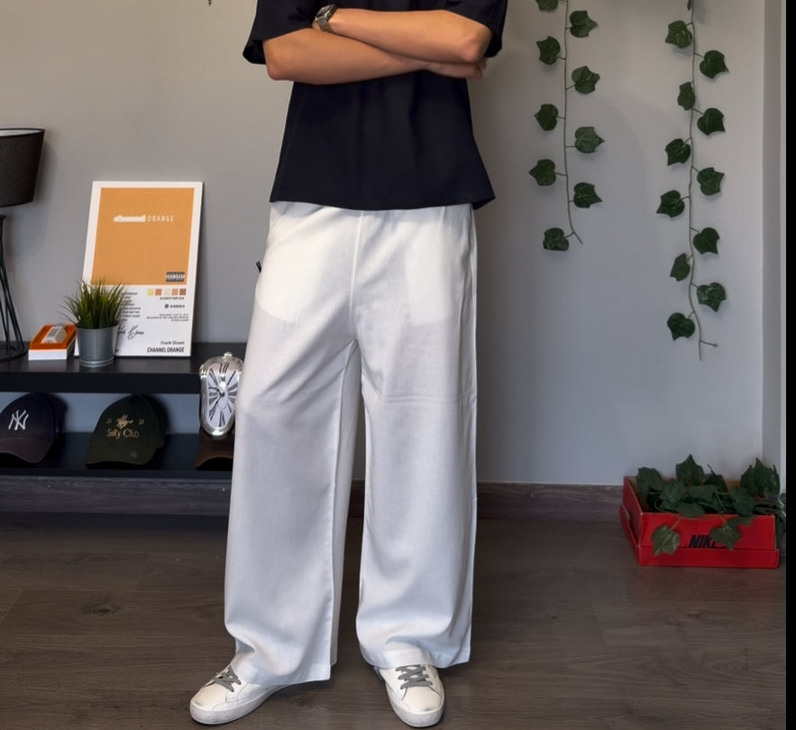 White linen pants