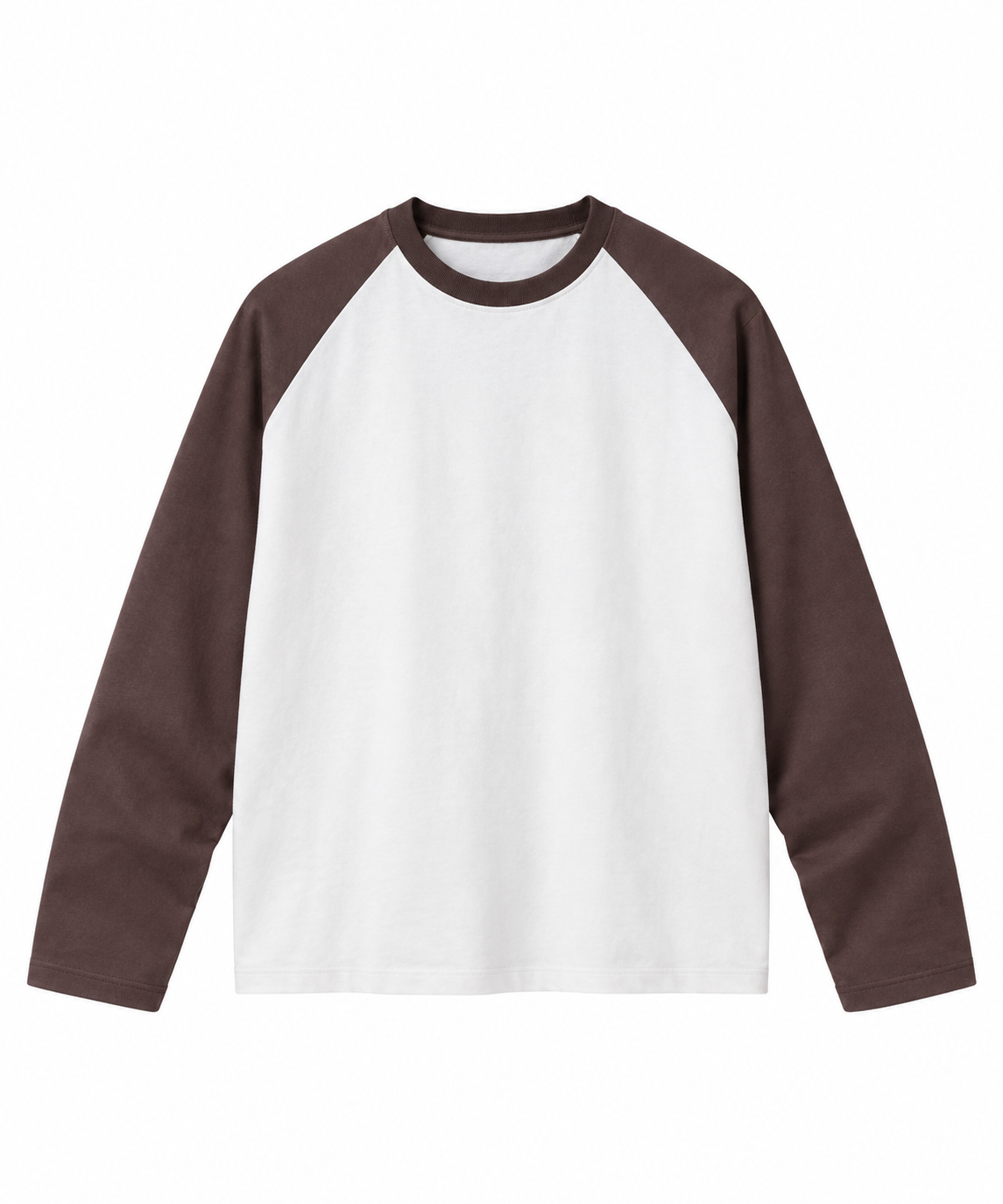 White &Brown Raglan Long Sleeve T-Shirt