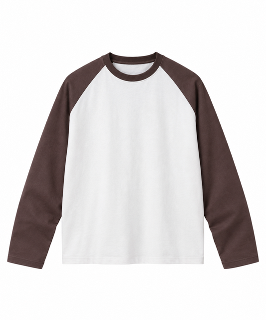 White &Brown Raglan Long Sleeve T-Shirt