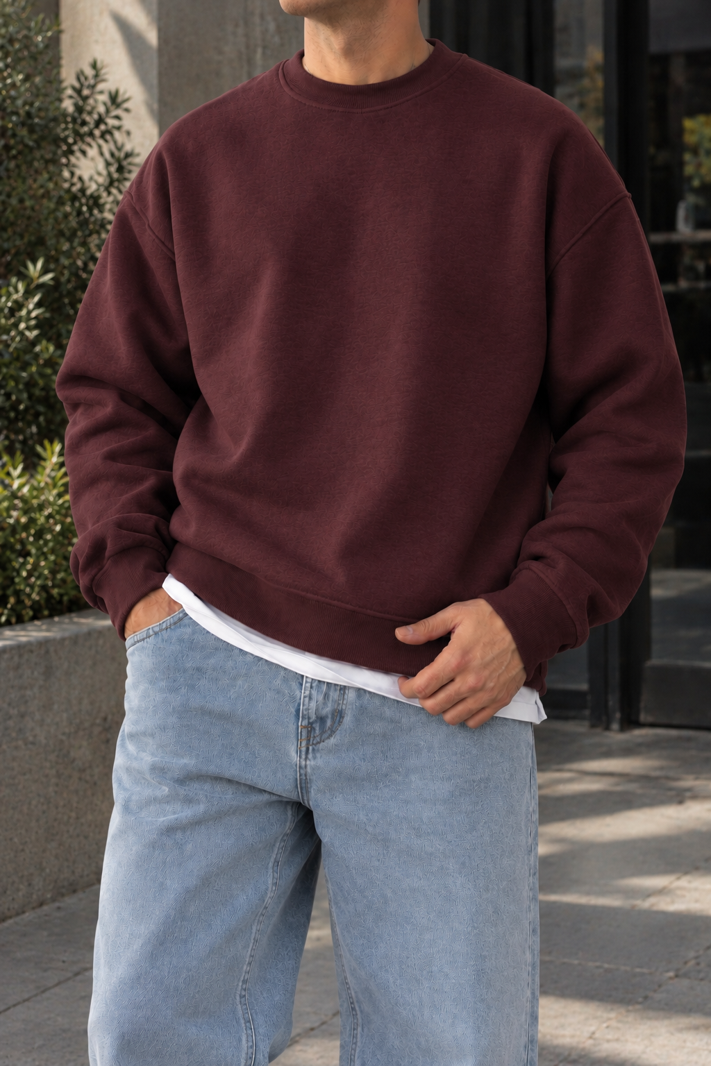 Burgundy Oversized Crewneck